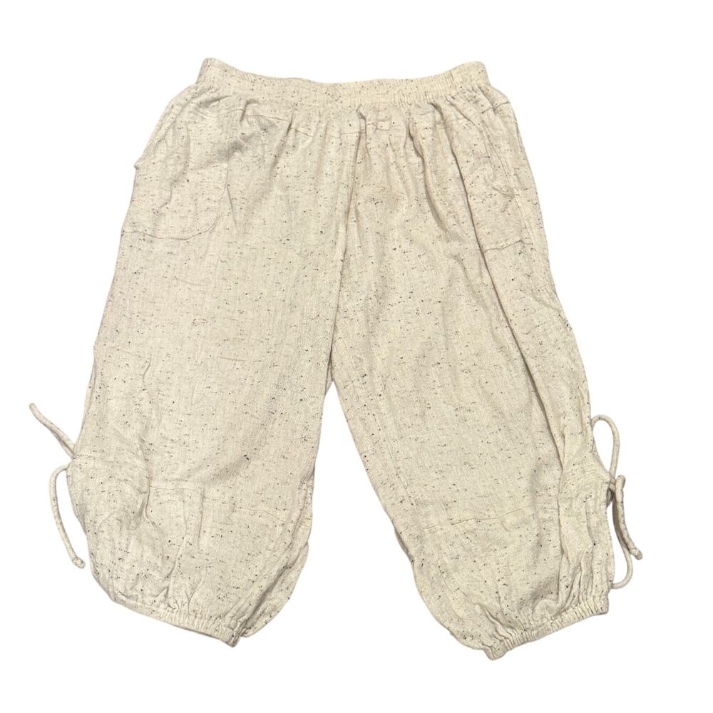 Saturday Sunday Cropped Boho Lounge Sweatpants Cream Oatmeal Wool Blend Small